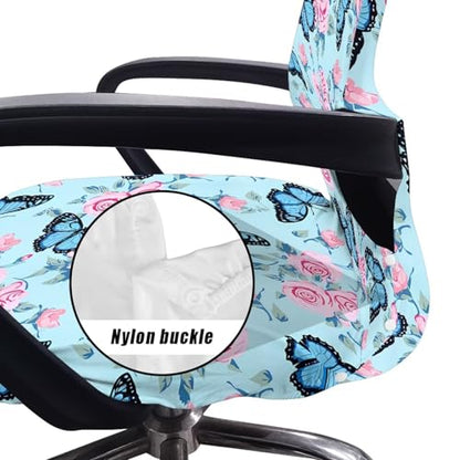 Butterflys Office Chair Covers, Stretch Computer Universal Boss Modern Style High Back Chair Slipcover Computer Chairs Covers for Dogs Cats Pets - color: Butterflys 3, size: Small