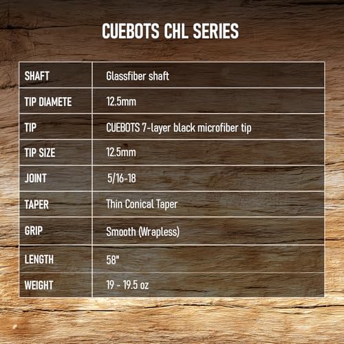 Series, Glass Fiber Pool Cue Stick, Uni-QR, 3/8-10, 5/16-18 Joint, Synthetic Leather Grip, 29" Glassfiber Shaft, 7-Layer Microfiber Tip - color: CHL2