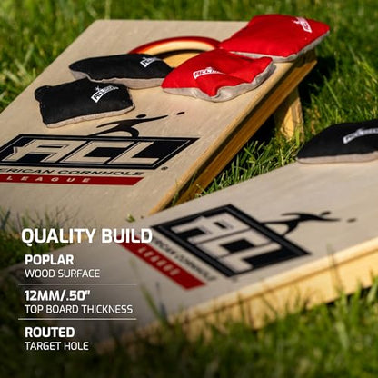 ACL MINI Officially Licensed 1x2 Cornhole Boards - Compact 12" x 24" Travel Size - Premium Play Surface - ACL Dual-Speed Mini Bags - Carry Bag Included