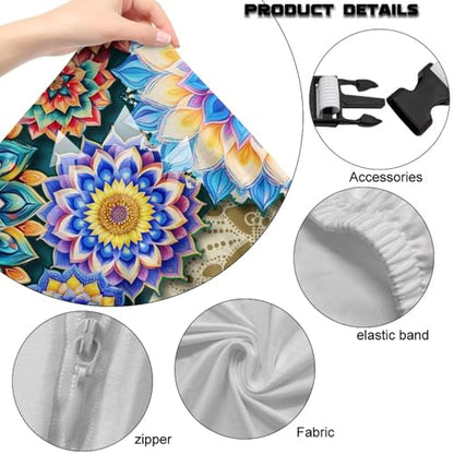 Dragonfly Print Gaming Chair Slip Cover Set Boho Mandala Flower Print Gaming Chair Covers Slipcovers 4Pcs with Armrest Cover Universal Fit for Desk/Swivel/Rotating Chairs Protector - color: Multi - Dragonfly Boho Mandala Flower