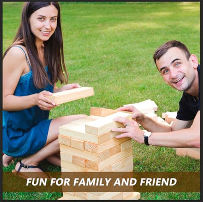 Aivalas X-Large Size Giant Tumble Tower, 60 Blocks Outdoor Games Stacking Games Includes Dice Carrying Bag Scoreboard, Stacking Over 5FT for Backyard Lawn Party Playing - size: XL-Over 5 FT-60PCS