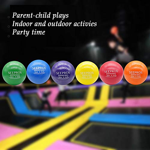 Foam Dodgeball Set - Soft Skin, Low Bounce, Set of 6 with Mesh Storage Bag for Kids and Adults - style: 6 Inch