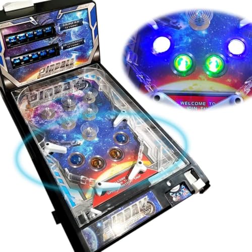 Retro Tabletop Pinball Machine Electronic Desktop Ball Shooting Toy for Kids and Adults with Lights Sounds and Scoreboard Tabletop Pinball Game