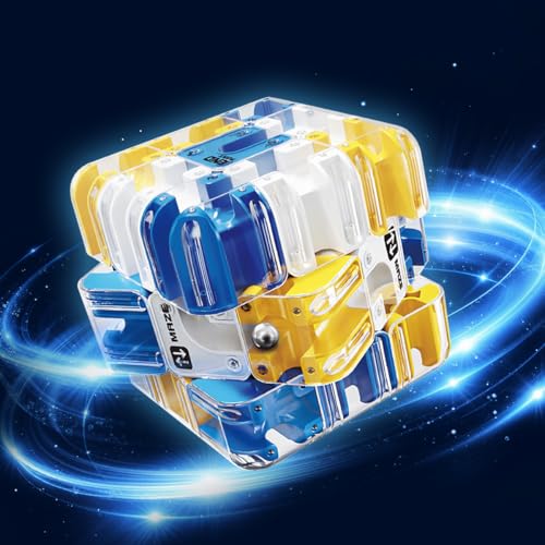 3D Rolling Ball Maze Cube, Large Labyrinth 3D Puzzle Marble Maze Cube, Brain Teaser Game, Educational Learning Sensory Toys Gift for 3+ Age Kids Adults, Logical Thinking, Family Board Games Blue 2.7"