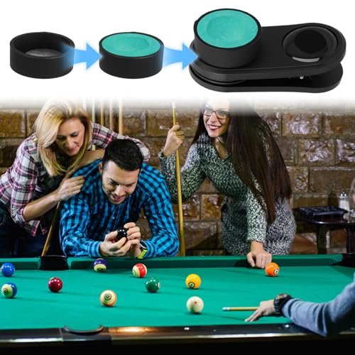2 in 1 Pool Chalk Holder with Round & Square Replacement Heads, Magnetic - Free Billiards Chalk Clip for Cue Tips, Essential Billiards Pool Accessories to Keep Chalk Handy, for Pool Hall Use