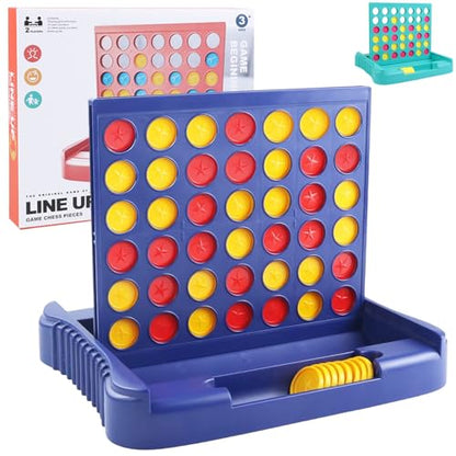 4 in a Row Connect Game, Travel Board Games for Kids Adults, Get 4 in a Row to Win - 9 x 7.4 inches（Blue） - color: Blue