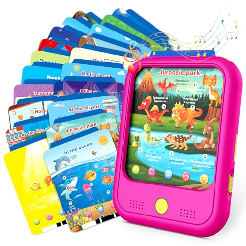 Kids Learning Tablet Educational Learning Pad for Toddlers 2-5 to Learn Alphabets, Numbers, Foods, Time, Music, Vehicles, Tablet Toy for Toddlers Ages 2 3 4 5 6 Years Old - style: Upgrade Version（20 lesson pages pink）