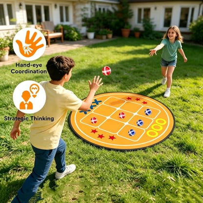 Outdoor Games Upgraded Set: Large Dart Boards with 12 Sticky Darts, 29" Tic Tac Toe with 12 Balls, Double Fun for Kids Family Summer Backyard Pool Beach Party Games