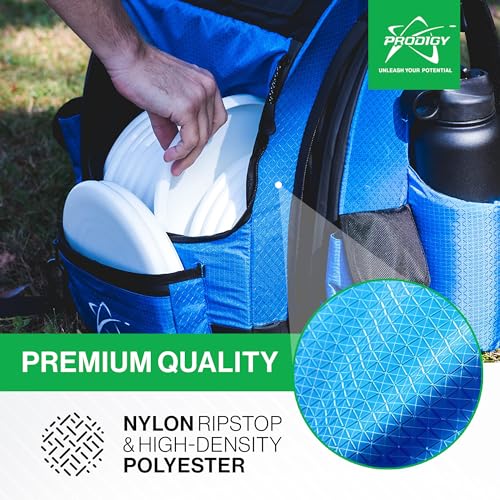 Prodigy Disc BP-1 V3 Disc Golf Backpack | Backpack Storage with 30+ Disc Capacity | Disc Golf Backpack Bag | Tear & Water Resistant | Golf Accessories for Men | Large Golf Disc Bags - color: Blue