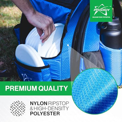 Prodigy Disc BP-1 V3 Disc Golf Backpack | Backpack Storage with 30+ Disc Capacity | Disc Golf Backpack Bag | Tear & Water Resistant | Golf Accessories for Men | Large Golf Disc Bags - color: Blue