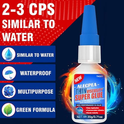 20g Thin CA Glue (2-3 CPS), 2-5 Second Cure Time - Ideal for Hobbies and Precision Work: Woodworking, Model Making (Cars, Airplanes), Pen Turning, Inlays, and Surface Stabilization - size: 20g/1Pack, style: Thin CA Glue