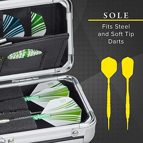 Casemaster Sole Aluminum Slim Profile Dart Case Holds 3 Steel Tip and Soft Tip Darts with Enough Space to Keep Flights in Shape, Features Built-In Pockets for Other Accessories - size: 7.4 x 3.25 x 2.5 inches