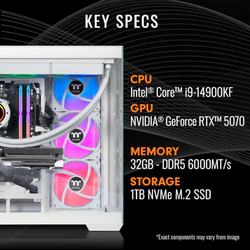 Thermaltake LCGS View i1470S-380 Gaming Desktop (Intel® Core™ i9-14900KF, ToughRam 32GB DDR5 6000MT/s RGB Memory, NVIDIA® GeForce RTX™ 5070, 1TB NVMe M.2, WiFi, Windows 11) V38S-Z790-570-LCS - size: 14900KF, style: 5070