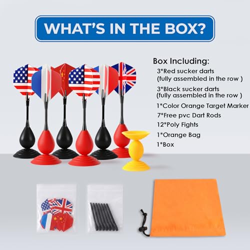Sucker Darts Throwing Game Set, Silicone Suction Cup Toys - color: Red+black Flags