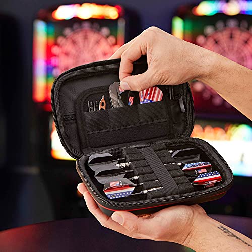 Casemaster Sentinel Dart Case, Holds 6 Steel Tip or Soft Tip Darts Fully Assembled, Hard Shell EVA Case with Foam, Water Resistant, American Flag - color: American Flag