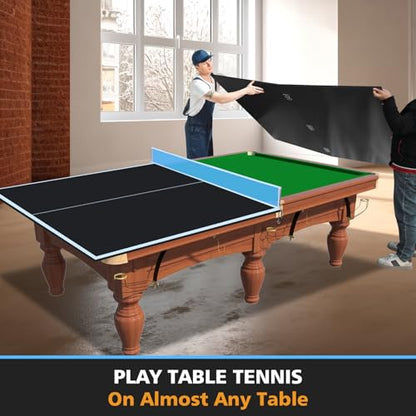 7/8/9ft Mid-Size Ping Pong Conversion Top with Net Set for Billiard and Pool Tables - Regulation Top Converts Billiards into Ping Pong Table Blue/Green/Black - color: Black, size: 8.5 FT
