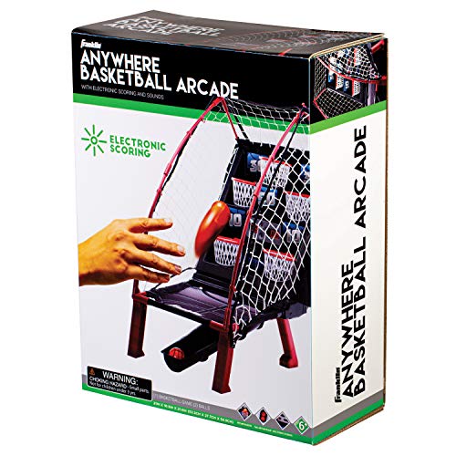Franklin Sports Anywhere Basketball Arcade Game - Table Top Basketball Arcade Shootout- Indoor Electronic Basketball Game - style: Basketball - Red