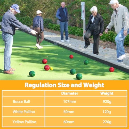 Professional Grade 107mm Bocce Ball Game Set Regulation Size and Weight 920g for Official Tournaments (Red and Green) - style: Professional 107mm Red and Green