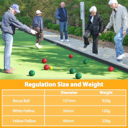 Professional Grade 107mm Bocce Ball Game Set Regulation Size and Weight 920g for Official Tournaments (Red and Green) - style: Professional 107mm Red and Green