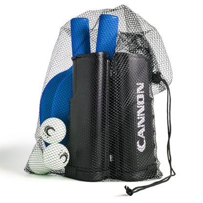 Cannon Sports Table Tennis Set – 4 Unbreakable Paddles, 6 3-Star Balls, Retractable Net & Carry Bag – Clamp-On Portable Ping Pong Net Fits Tables up to 2 Inch Thick, Extends to 6 Feet - color: Blue