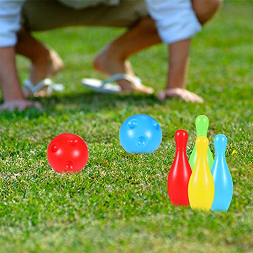 Toddmomy Indoor Children Bowling Toys Set with 10 Plastic Pins and 2 Bowling Balls for Family Play and Motor Skill Development