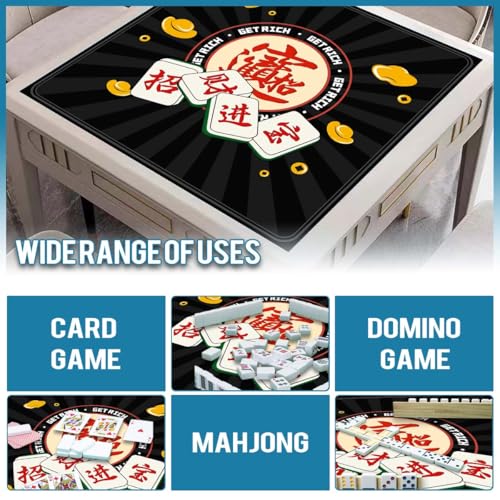 Mahjong Mat, Non-Slip Noise Reducing Game Mat, 31.5 Inch Mahjong Table Mat,Mahjong Mat with Cloth Bag and Carton Storage,Suitable for Mahjong, Dominoes, Solitaire and Other Games. (Rich-Black) - color: Rich-black