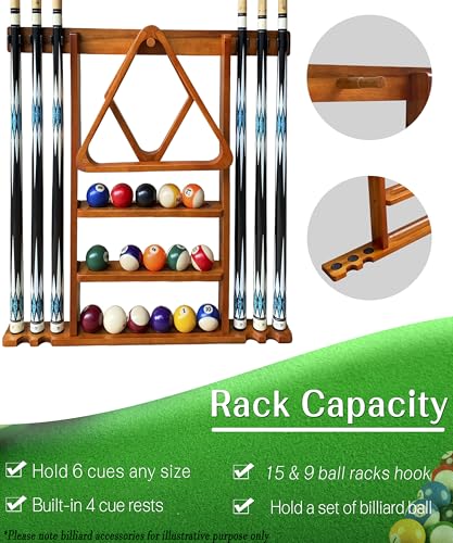 Pool Cue Stick Holder Wall Mount, Pool Cue Holder, Billiard Cue Rack For Pool Table Accessories. Pool Table Stick Holder Wall Mount Made Of 100% Solid Wood (Dark Oak) - color: Dark Oak