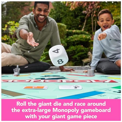 Spin Master Games, Monopoly Giant Edition, Classic Family Board Game for Indoor & Outdoor Play with Oversized Board, Screenless Activity, 2-4 Players, for Ages 6 & Up - style: Giant Monopoly