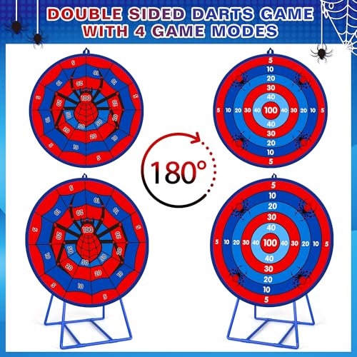 Large Dart Board for Kids, Kids Double-Sided Dart Board with Sticky Balls and Darts, Indoor/Outdoor Sport Fun Party Play Game Toys, Gifts for 3 4 5 6 7 8 9 10 11 12 Year Old Boys Girls - style: M032