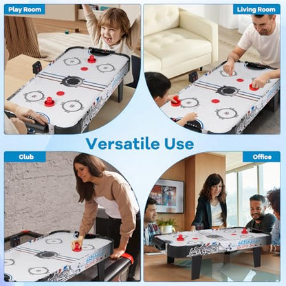 Air Hockey Table, 42" Arcades Small Air Hockey Table Top with 2 Pucks & Strikers, LED Electronic Scoring, Powerful 12V Motor, Portable Game Table for Kids & Adults, Game Room, Family Time