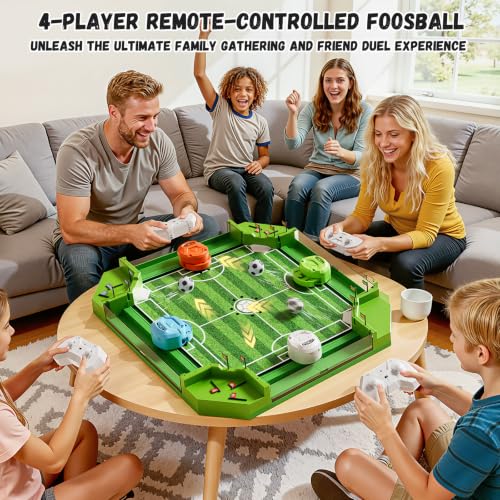 Remote Control Foosball Table Game, Mini Soccer Board Games with 3 Balls & 4 Remote Controllers, Football Tabletop Games Toy for Kids and Adults 3 4 5 6 7 8-12+Years Old - Gift for Boys Girls