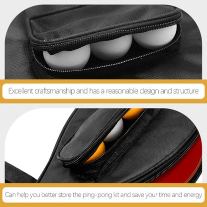 VALICLUD Table Tennis Paddle Bag with Ball Storage, Protective Organizing Case in Black, Compact Pong Bat Fixed Cover for Sports and Game Room Use