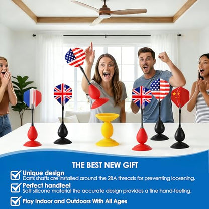 Sucker Darts Throwing Game Set, Silicone Suction Cup Toys - color: Red+black Flags