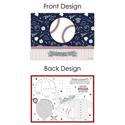Big Dot of Happiness Batter Up - Baseball - Paper Birthday Party Coloring Sheets - Activity Placemats - Set of 16