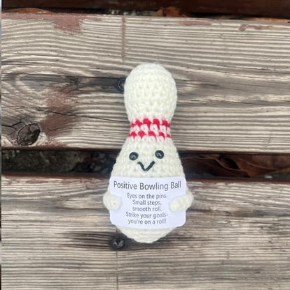 Bowling Accessories Crochet Gifts, Emotional Support Bowling Pin Office Desk Decor Decorations for Women Men (Positive Bowling Ball) - style: Positive Bowling Ball