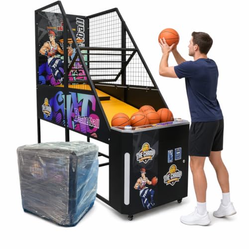 Foldable Coin Operated Basketball Arcade Game Machine 2 Player | LED Scoreboard, Sound Effects, Commercial Grade, Home & Bar Use, Indoor Use