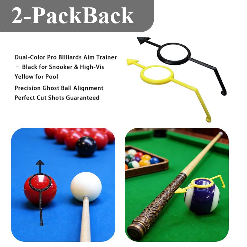 EVKILKJS 2 Pack Billiards Aiming Trainer, Adjustable Guide System with Ghost Ball Visualization, Build Muscle Memory for Pool & Snooker, Easy Setup