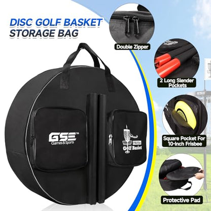GSE Games & Sports Expert Disc Golf Basket Carrying Bag, Golf Frisbee Transit Bags, Portable Storage Bag for 12-Chain/24-Chain Golf Targets Basket