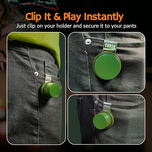 Magnetic Chalk Holder with Lid & Belt Clip – Round Billiard Pool Cue Chalk Holder with Strong Magnet, Portable Snooker Chalk Case for Players - color: Green