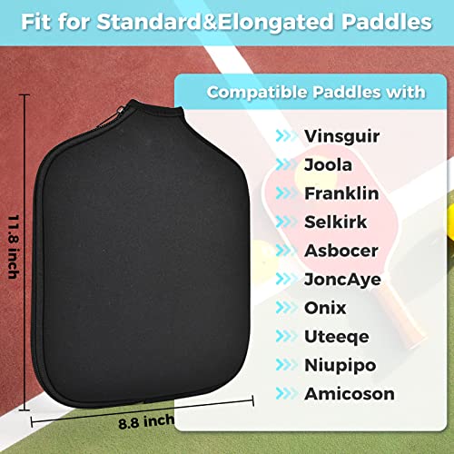 Pickleball Paddle Cover, Universal Case Size - 8.6 x 12.2 inches Racket Sleeve, Compatible with Most USAPA Standard and Elongated Pickball Paddles - style: 2 Pack Black