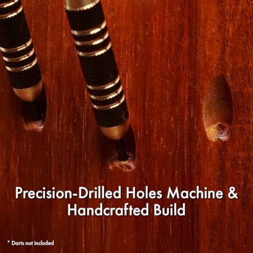 EXQUISITE Premium Craft-Handed Dark Brown Accacia Darts Holder - Wall Mounted Dart Caddy Display & Storage for 12 Soft & Steel Tip Darts, Precision Drilled, Protective Backing, Includes Mounting Kit