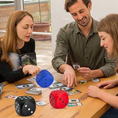 Large Foam Dice, 4 PCS 2.36 Inch Soft Jumbo Dice Set – 6 Sided Squeeze Stress Relief Game Dice for Family Game Night, Party Supplies - color: Multi-color