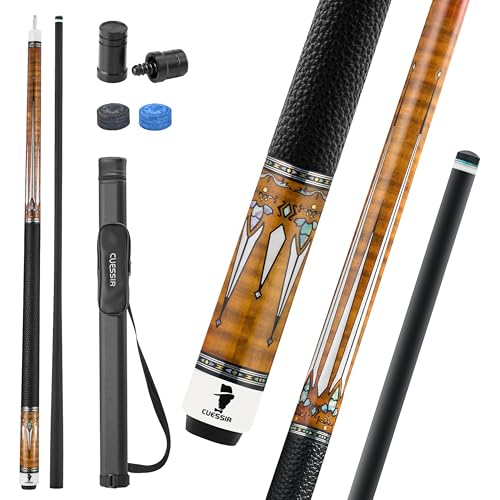 Carbon Fiber Pool Cue Stick with Case, 2pieces 58inch Low Deflection Professional Cue Stick for Billiards, Pro Taper Carbon Fibre Shaft with Genuine Leather Wrap and 12.5mm Tip (19oz-20oz) - color: Style5
