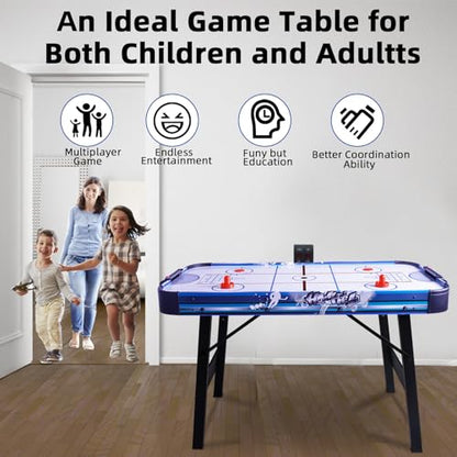 HLC Air Hockey Table Upgrade Foldable 4ft Game Table with Air Hockey, Shuffleboard,Bowling,48 inch Indoor Electric Hockey Table Digital LED Score Board,Powerful 12V Motor for Adults and Kids