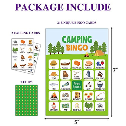 Camping Bingo Game - 24 Player Outdoor Activity for School Parties, Birthdays and Nature Parties - color: Camping