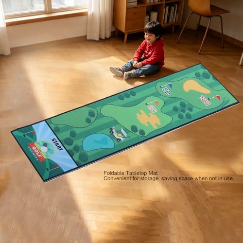 Drfeify Tabletop Bowling Game, Portable Indoor Curling Set with Foldable Mat, Interactive Board Toy for Kids Family Game Night