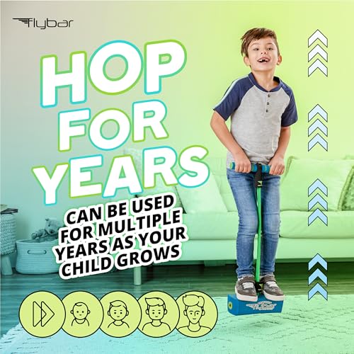 Flybar My First Foam Pogo Jumper for Kids Fun and Safe Pogo Stick, Durable Foam and Bungee Jumper for Ages 3 and up Toddler Toys, Supports up to 250lbs (Blue) - color: Blue