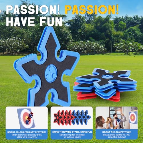 Throwing Axe for Axe Throwing Game for Backyard, Throwing Axe Set with Throwing Star for Outdoor Games, Durable and Fun for All Ages - style: 8 Throwing Stars