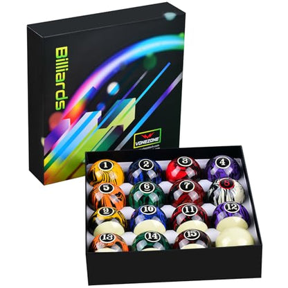 Billiard Balls Complete 16 Ball Set, Pool Balls Billiard Set 2-1/4" Regulation Size,New Upgrade Billiards Professional Pool Table Balls - color: Marble Swirl