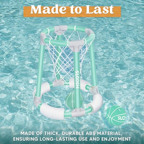 Sloosh Pool Basketball Hoop Toys, Floating Basketball Pool Game, Swimming Floats Toys with Balls Pump, Summer Outdoor Water Play Toy for Kids and Adults (Green) - color: Green
